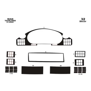 Neoplan Tourliner 01.2008 3D Interior Dashboard Trim Kit Dash Trim Dekor 32-Parts 2