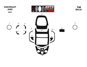 Chevrolet Aveo 2012 3D Interior Dashboard Trim Kit Dash Trim Dekor 14-Parts - 1 - Interior Dash Trim Kit