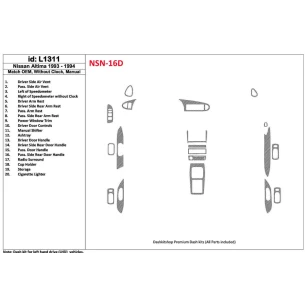 Nissan Altima 1993-1994 Manual Gearbox, Without watches, OEM Match, 19 Parts set Interior BD Dash Trim Kit
