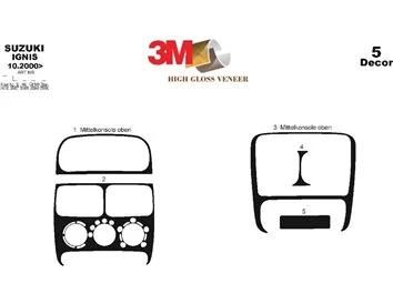 Suzuki Ignis 10.00-10.03 3D Interior Dashboard Trim Kit Dash Trim Dekor 5-Parts