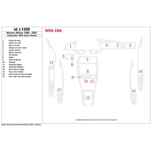 Nissan Altima 1998-2001 Automatic Gearbox, With Door panels, 16 Parts set Interior BD Dash Trim Kit