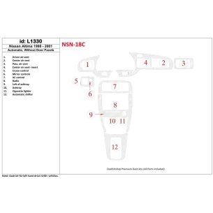 Nissan Altima 1998-2001 Automatic Gearbox, Without Door panels, 12 Parts set Interior BD Dash Trim Kit