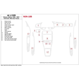 Nissan Altima 1998-2001 Manual Gearbox, With Door panels, 16 Parts set Interior BD Dash Trim Kit