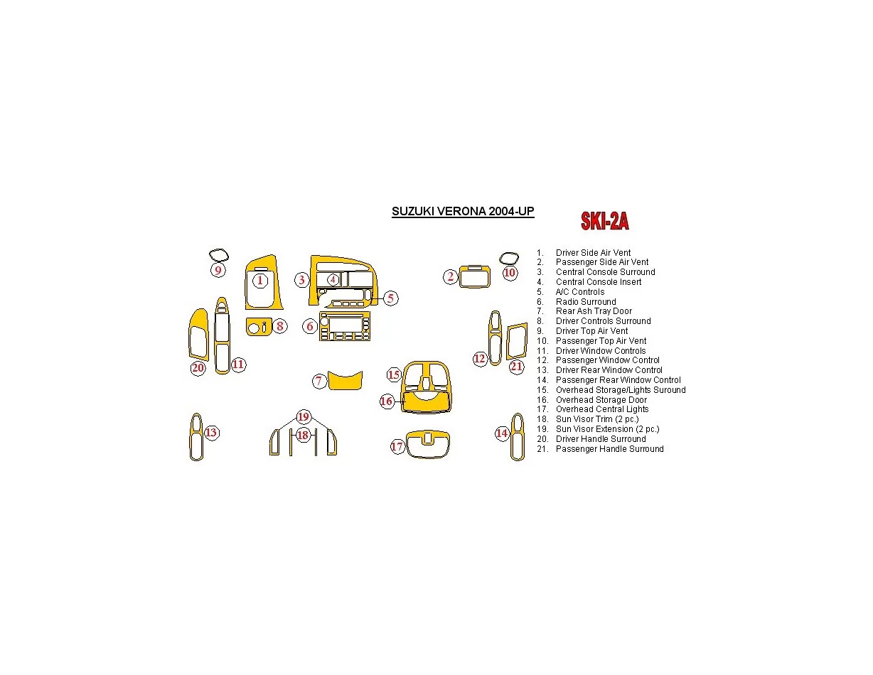 Suzuki Verona/Chevrolet Epica 2004-UP Full Set Interior BD Dash Trim Kit - 1 - Interior Dash Trim Kit