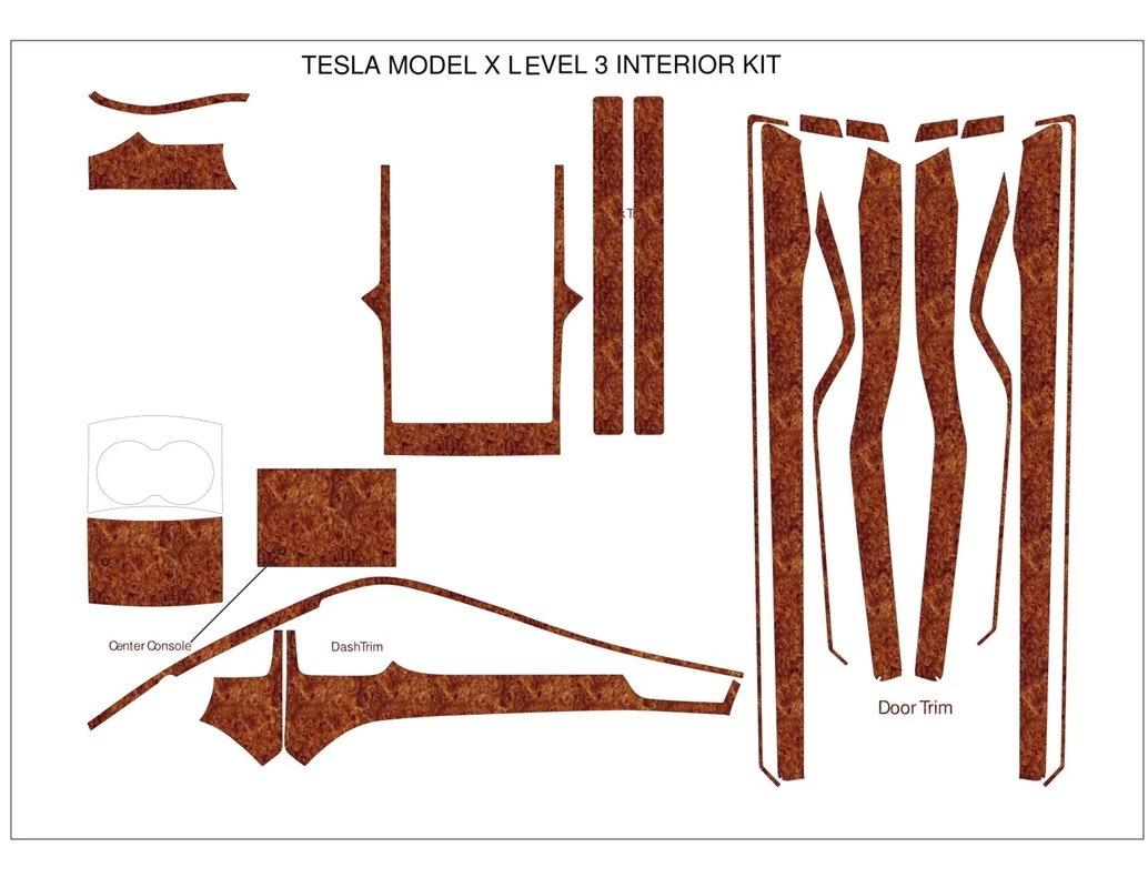 TESLA MODEL X 2016-UP 3D Interior Dashboard Trim Kit Dash Trim Dekor 23-Parts - 1 - Interior Dash Trim Kit