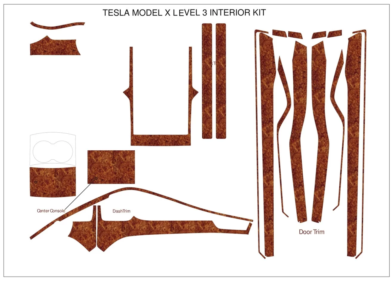 TESLA MODEL X 2016-UP 3D Interior Dashboard Trim Kit Dash Trim Dekor 23-Parts - 1 - Interior Dash Trim Kit