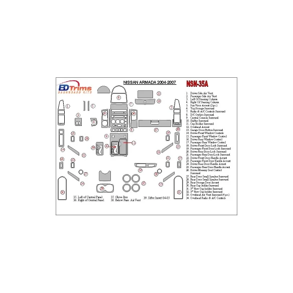 Nissan Armada 2004-2007 Full Set Interior BD Dash Trim Kit