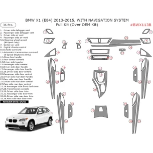 BMW X1 E84 2009–2015 NAVI 3D Interior Dashboard Trim Kit Dash Trim Dekor 36-Parts 2