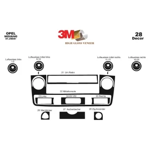 Nissan Interstar 01.2003 3D Interior Dashboard Trim Kit Dash Trim Dekor 28-Parts