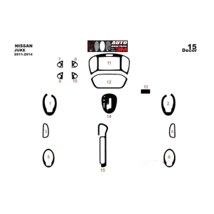 Nissan Juke 2011-2014 3D Interior Dashboard Trim Kit Dash Trim Dekor 15-Parts 2