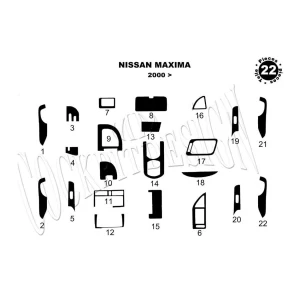 Nissan Maxima 02.00-02.04 3D Interior Dashboard Trim Kit Dash Trim Dekor 22-Parts