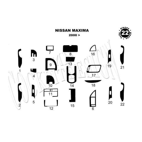 Nissan Maxima 02.00-02.04 3D Interior Dashboard Trim Kit Dash Trim Dekor 22-Parts