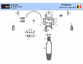 Toyota 86 2017-2021 3D Interior Dashboard Trim Kit Dash Trim Dekor 32-Parts - 1 - Interior Dash Trim Kit