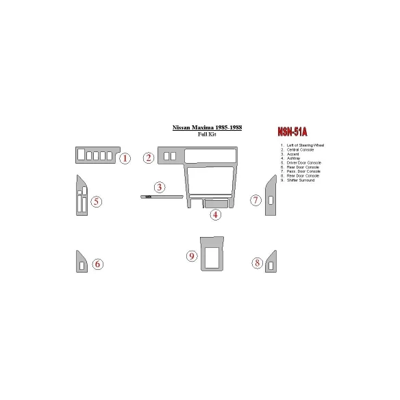 Nissan Maxima 1985-1988 Full Set Interior BD Dash Trim Kit