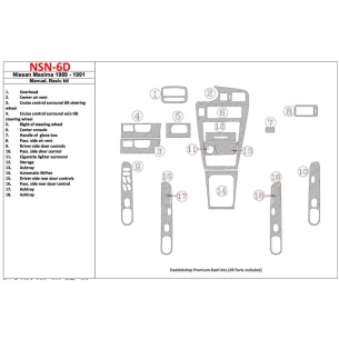 Nissan Maxima 1989-1991 Basic Set, Manual Gearbox, 18 Parts set Interior BD Dash Trim Kit