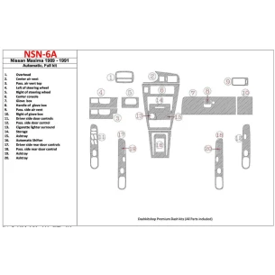 Nissan Maxima 1989-1991 Full Set, Automatic Gearbox, 20 Parts set Interior BD Dash Trim Kit
