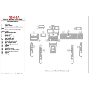 Nissan Maxima 1989-1991 Full Set, Automatic Gearbox, 20 Parts set Interior BD Dash Trim Kit 2