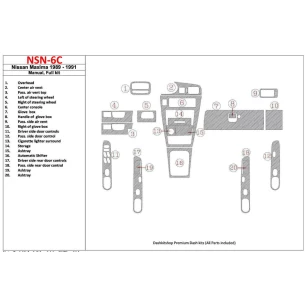 Nissan Maxima 1989-1991 Full Set, Manual Gearbox, 20 Parts set Interior BD Dash Trim Kit