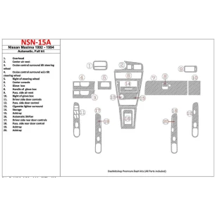 Nissan Maxima 1992-1994 Automatic Gearbox, Full Set, 20 Parts set Interior BD Dash Trim Kit