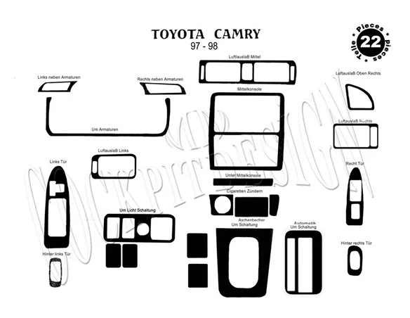 Toyota Camry 12.97-12.99 3D Interior Dashboard Trim Kit Dash Trim Dekor 24-Parts - 1 - Interior Dash Trim Kit