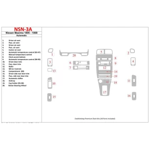 Nissan Maxima 1995-1999 Automatic Gearbox, 21 Parts set Interior BD Dash Trim Kit 2
