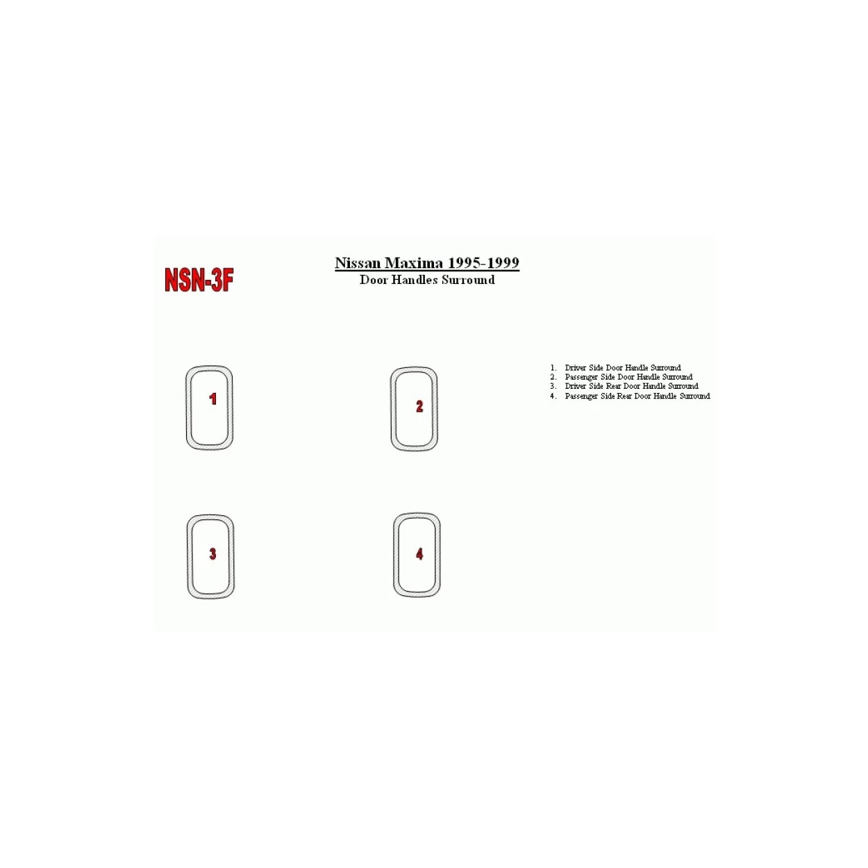 Nissan Maxima 1995-1999 Doors Inserts, 4 Parts set Interior BD Dash Trim Kit