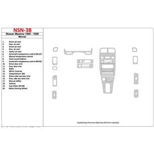 Nissan Maxima 1995-1999 Manual Gearbox, 21 Parts set Interior BD Dash Trim Kit 2