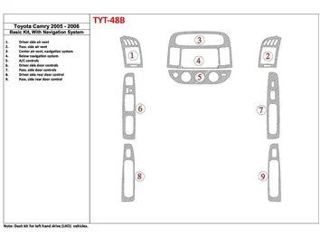 Toyota Camry 2005-2006 Basic Set, With NAVI system, Without OEM Interior BD Dash Trim Kit - 1 - Interior Dash Trim Kit