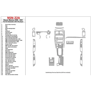 Nissan Maxima 2000-2001 Full Set, Automatic Gearbox, Radio With CD Player, 39 Parts set Interior BD Dash Trim Kit 2