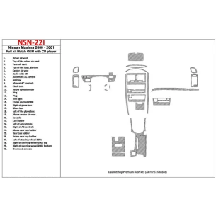 Nissan Maxima 2000-2001 Full Set, Automatic Gearbox, Radio With CD Player, OEM Compliance, 30 Parts set Interior BD Dash Trim Ki 2