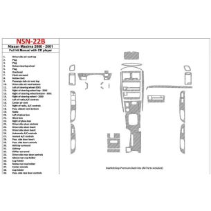 Nissan Maxima 2000-2001 Full Set, Manual Gearbox, Radio With CD Player, 39 Parts set Interior BD Dash Trim Kit 2