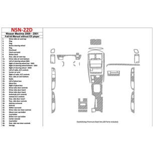Nissan Maxima 2000-2001 Full Set, Manual Gearbox, Radio Without CD Player, 40 Parts set Interior BD Dash Trim Kit 2