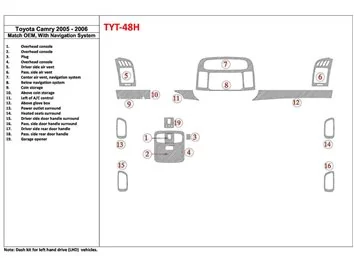Toyota Camry 2005-2006 OEM Compliance, With NAVI system Interior BD Dash Trim Kit - 1 - Interior Dash Trim Kit