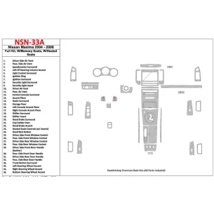 Nissan Maxima 2004-2006 Full Set, Automatic Gear, With Memory Seats,with Heated Seats Interior BD Dash Trim Kit 2