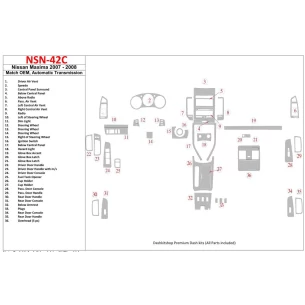Nissan Maxima 2007-2008 OEM Compliance, Automatic Gear Interior BD Dash Trim Kit 2