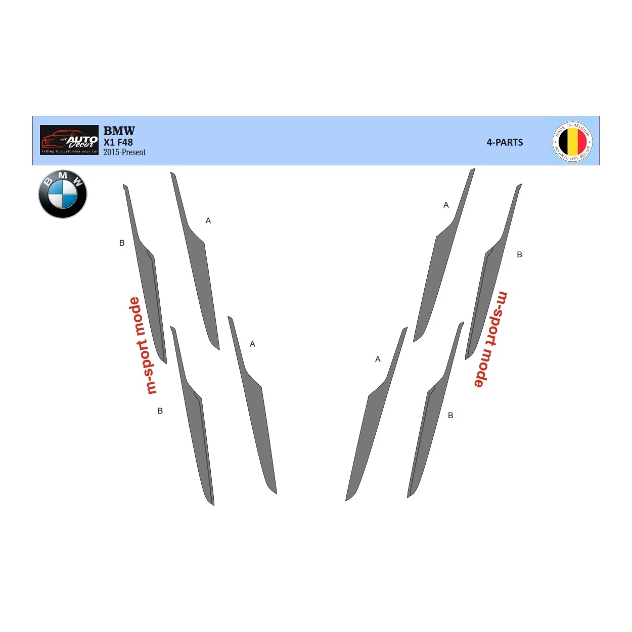 BMW X1 F48 ab 2015 3D Interior Dashboard Trim Kit Dash Trim Dekor 4-Parts