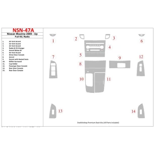 Nissan Maxima 2009-UP Full Set, Radio Interior BD Dash Trim Kit 2