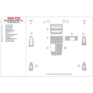 Nissan Maxima 2009-UP Full Set, Radio, A/C Interior BD Dash Trim Kit 2