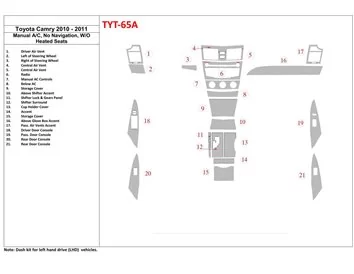 Toyota Camry 2010-2011 manual climate control, Without NAVI Interior BD Dash Trim Kit - 1 - Interior Dash Trim Kit