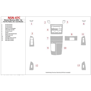 Nissan Maxima 2009-UP Full Set, Radio, A/C, Card Reader Interior BD Dash Trim Kit 2