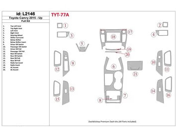 Toyota Camry 2015-UP Full Set Interior BD Dash Trim Kit - 1 - Interior Dash Trim Kit