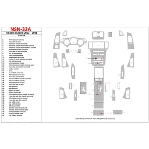 Nissan Murano 2003-2008 Full Set Interior BD Dash Trim Kit 2