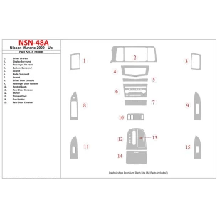 Nissan Murano 2009-UP Full Set, S model Interior BD Dash Trim Kit 2