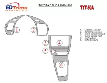 Toyota Celica 1990-1993 Full Set Interior BD Dash Trim Kit - 1 - Interior Dash Trim Kit
