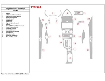 Toyota Celica 2000-UP 2 Doors Interior BD Dash Trim Kit - 1 - Interior Dash Trim Kit