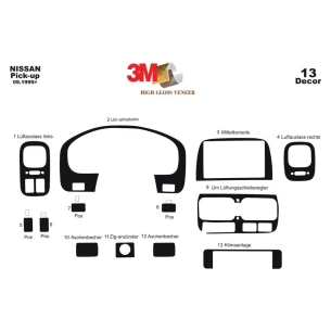 Nissan Navara D23 Pick-up 09.99-01.06 3D Interior Dashboard Trim Kit Dash Trim Dekor 13-Parts 2