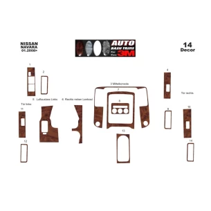Nissan Navara D40 01.2010 3D Interior Dashboard Trim Kit Dash Trim Dekor 16-Parts 2