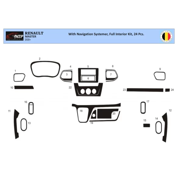 Nissan NV400 from 2019 3D Interior Dashboard Trim Kit Dash Trim Dekor 24-Parts