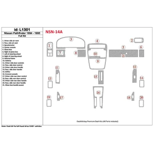Nissan Pathfinder 1994-1995 Full Set, 21 Parts set Interior BD Dash Trim Kit 2