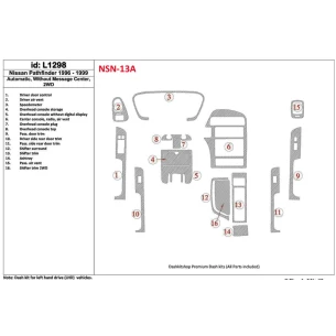 Nissan Pathfinder 1996-1999 Automatic Gearbox, Without Message Center, 2WD, 16 Parts set Interior BD Dash Trim Kit